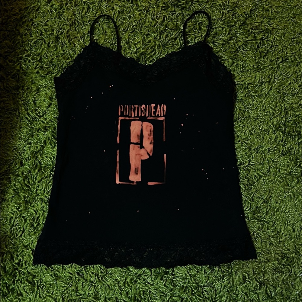 Upcycled Portishead Black Lace Cami